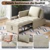 Rosebibi Upholstered 3-in-1 Sofa Bed, Linen Fabric, Adjustable Backrest, Beige view 3