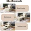 Rosebibi Upholstered 3-in-1 Sofa Bed, Linen Fabric, Adjustable Backrest, Beige view 4
