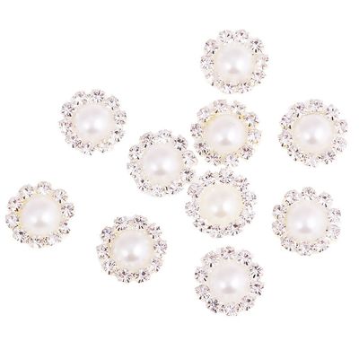 10 Pack Crystal Flat Back Buttons 13 mm