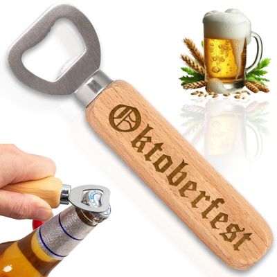 Wooden Bottle Opener with Oktoberfest Decoration