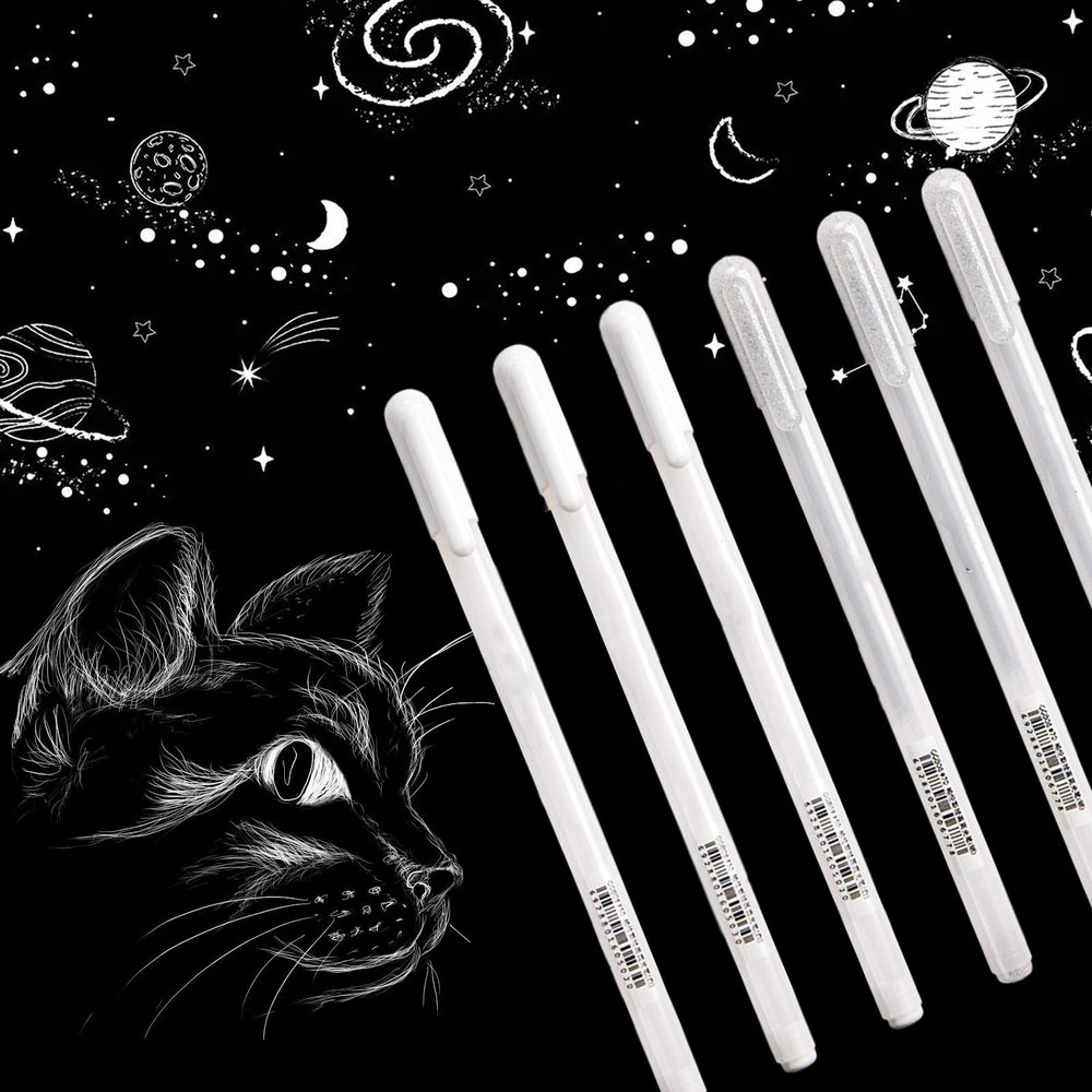 Femnow White Silver Gel Pens - 6 Pack