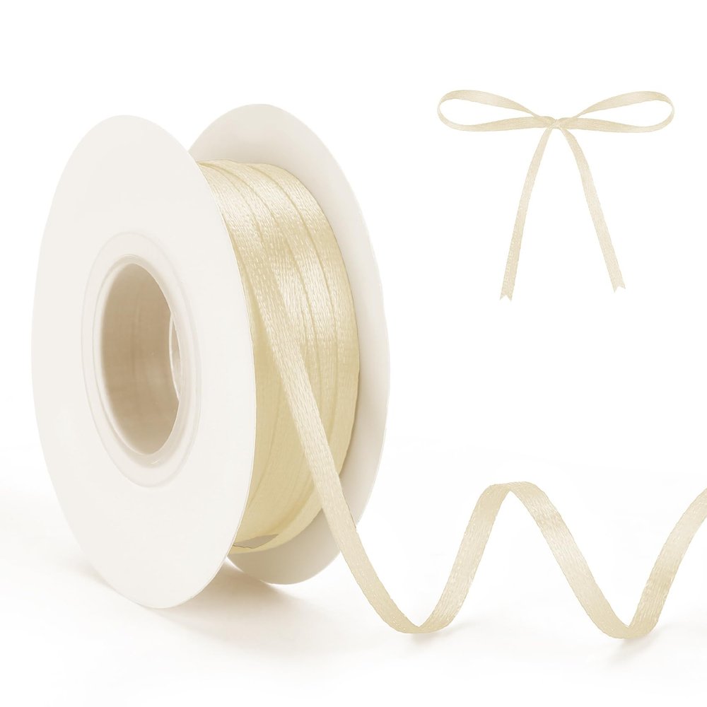 Cream Satin Ribbon 50m