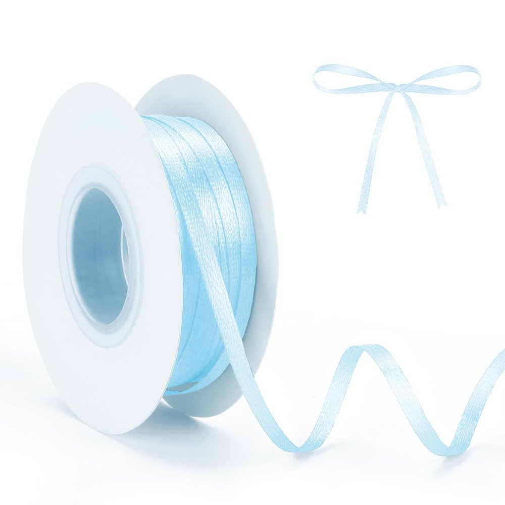 3mm Satin Ribbon Light Blue 50m