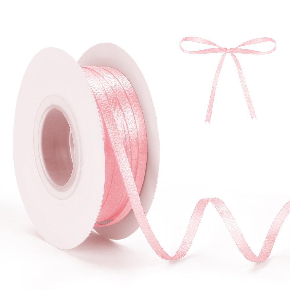 50m Pink Satin Ribbon 3mm