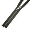 Coarse Metal Separating Zipper, 8 mm, Silver Gloss, Dark Olive/Khaki, 23 cm view 1