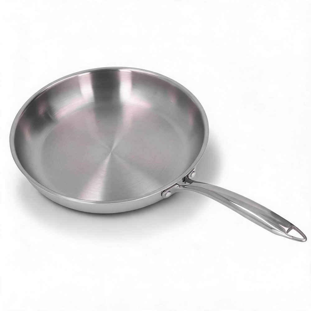 VELATEMOR 304 Stainless Steel Nonstick Frying Pan, Cool-Touch Handle, 22 cm
