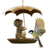 Squirrel with Umbrella Metal Bird Feeder view 1