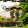 Squirrel with Umbrella Metal Bird Feeder view 2