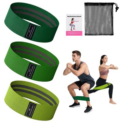 MOTIBACK Fabric Resistance Bands, 3-Piece Set for Strength Training, Muscle Building, Hip and Leg Workouts, Yoga, Pilates and Fitness (C)
