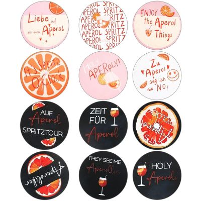 12-Piece Round Wooden Coaster Set