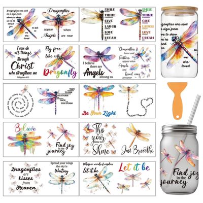 arricraft 10 Pack UV Transfer Paper for Mug Printing with Dragonfly Design