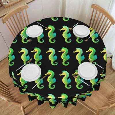 Minimalist Seahorse Round Lace Tablecloth, 60 in
