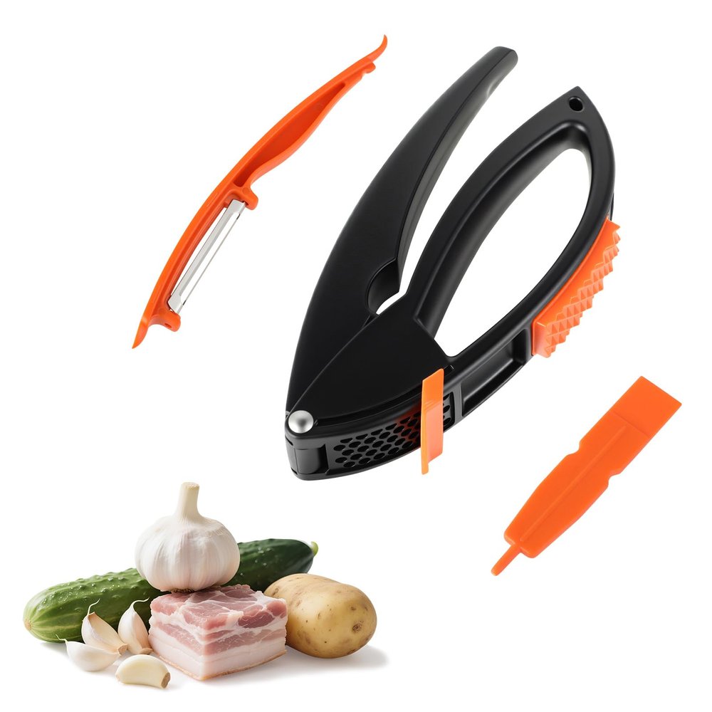 Plastic Garlic Press with Multifunctional Features