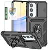 YmhxcY Case for Samsung Galaxy A16 with Screen Protector, 360° Rotating Metal Stand and Sliding Camera Cover, Black view 1