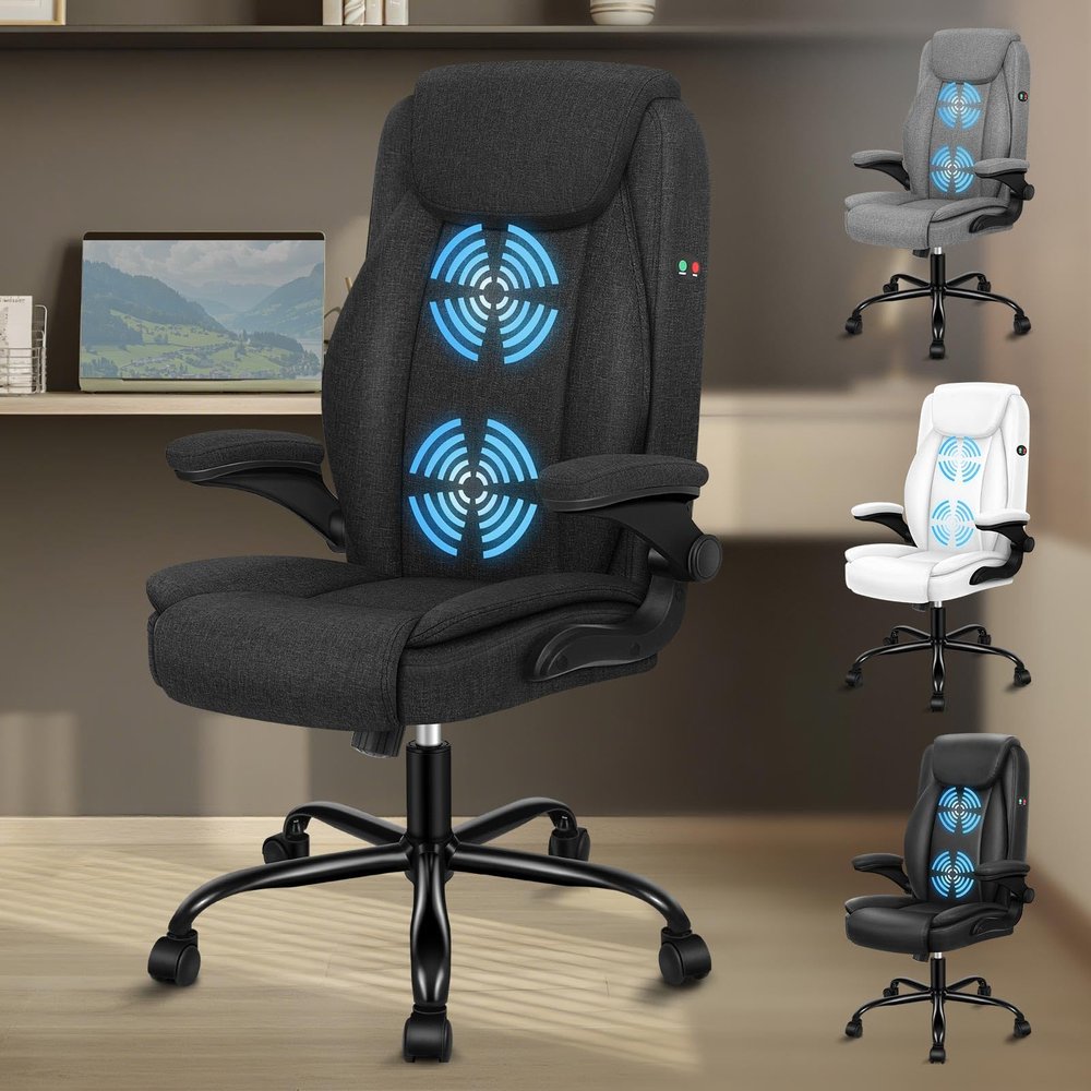 ALFORDSON Ergonomic Massage Office Chair with Rocking Function, Black