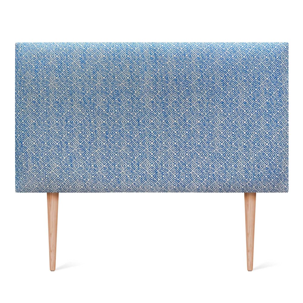 DHOME Luxury Edition Smooth Upholstered Headboard with Legs, Wall-Mounted, Sound-Absorbing (Ethnic Blue, 100 cm, 4 cm Thick)