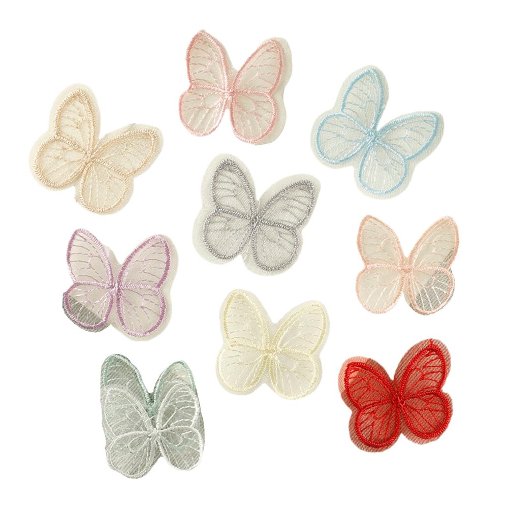 JADEWaa 10 Pcs Cartoon Butterfly Embroidered Patches