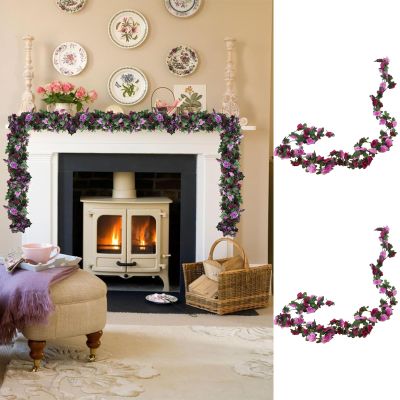 LaresDay 2-Piece Artificial Rose Garland Set, 4.9m (2x2.45m)