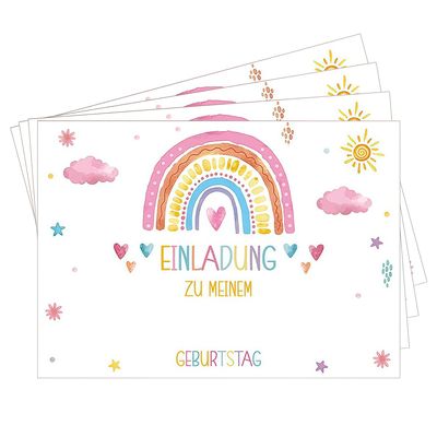 ALLY-MAGIC 12 Sets Rainbow Invitation Cards