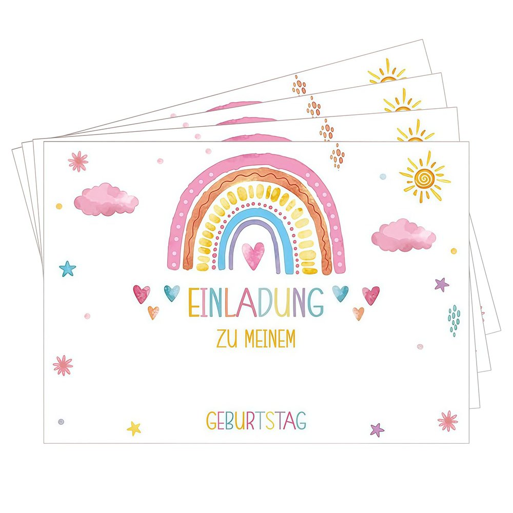 ALLY-MAGIC 12 Sets Rainbow Invitation Cards