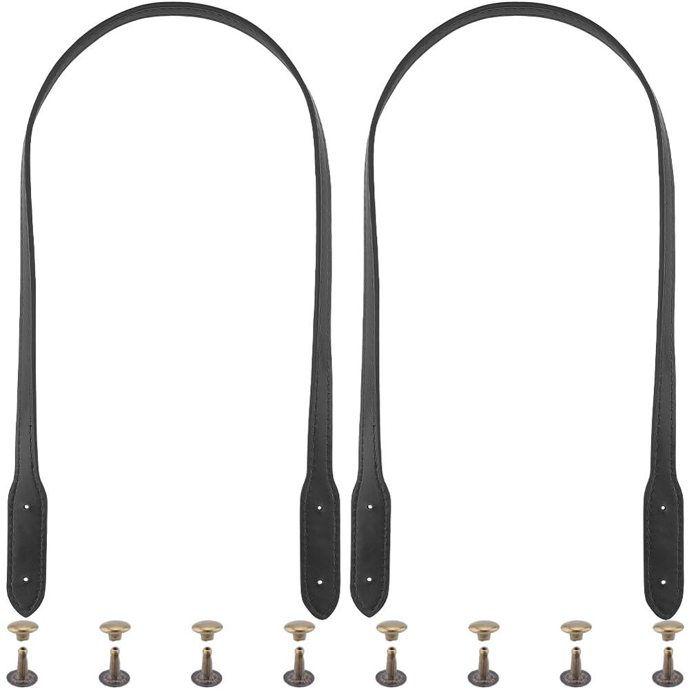 CALFOVERA 2-Pack 72cm Long PU Leather Purse Straps Black