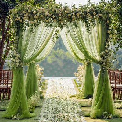 Chickwin Wedding Arch Curtain, Organza Draping, Grass Green, 80 x 800 cm