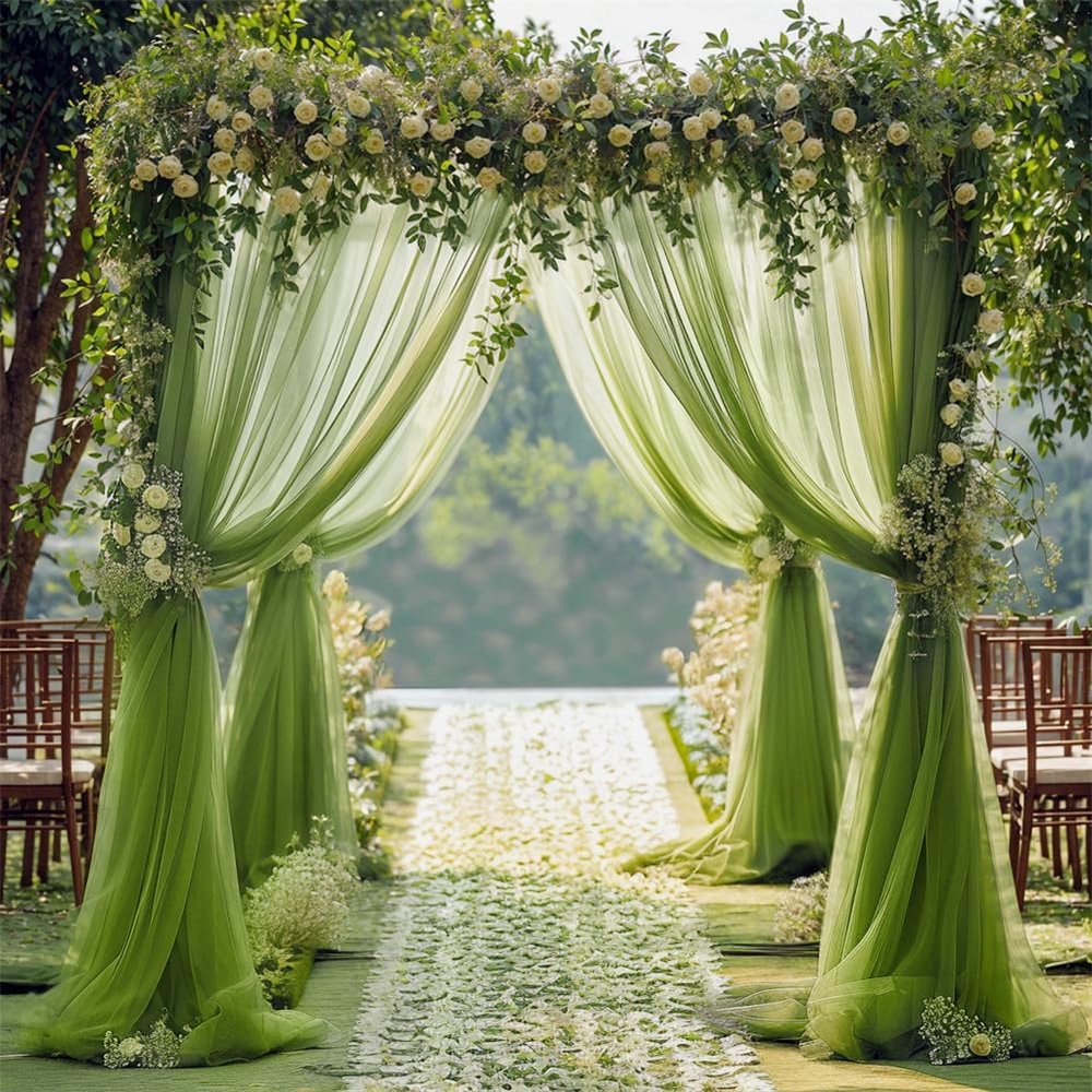 Chickwin Wedding Arch Curtain, Organza Draping, Grass Green, 80 x 800 cm