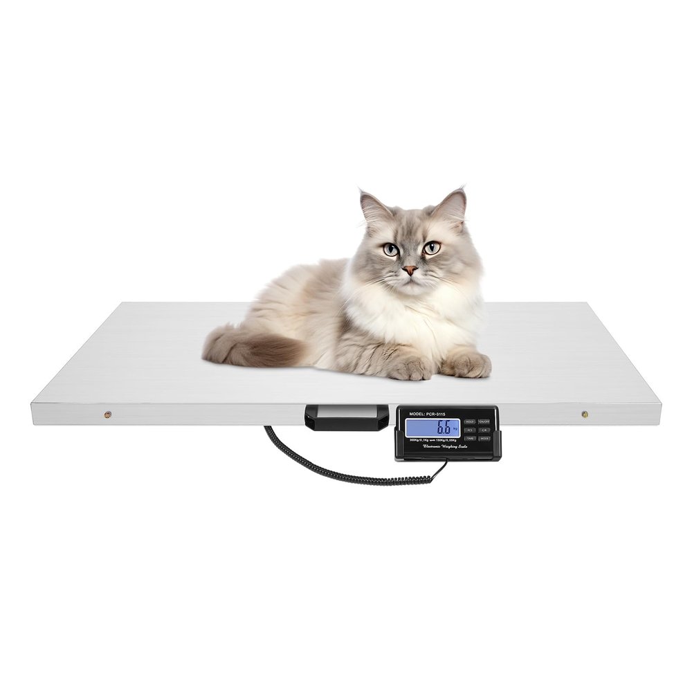 Digital Animal Scale 660 lb, Two Weighing Modes, Three Units, Stainless Steel, Large Heavy-Duty Scale with LCD Display for Domestic and Farm Animals