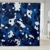 Homemissing Blue Camouflage Shower Curtain 180 x 210 cm, Military-Style Abstract Stripe Pattern view 1