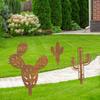 Rusty Cactus Garden Stakes, 3-Piece Iron Set view 4