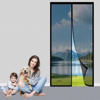 Magnetic Fly Screen Door Curtain, No Drilling, 93 x 214 cm, Black