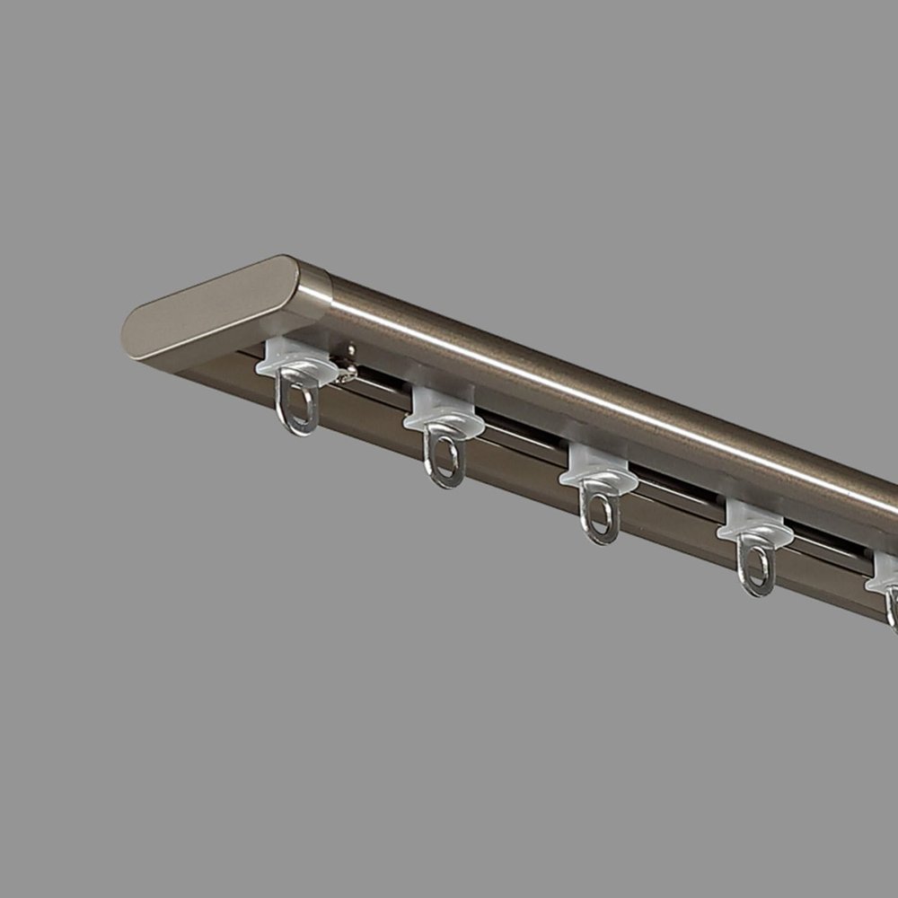 Flexible Aluminum Curtain Track, Ceiling-Mounted, with Pulleys and Hooks, Complete Set, Gold, 3.7 m