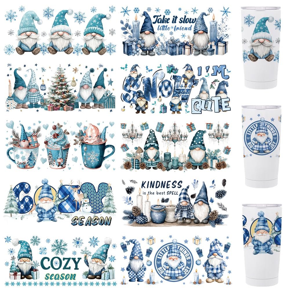 GOMAKERER 10 Sheets Christmas UV DTF Cup Wraps