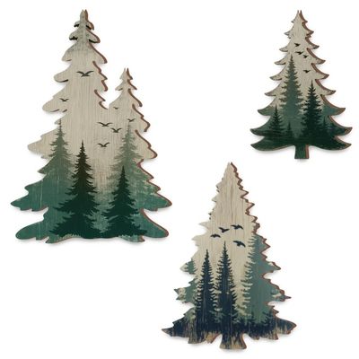 GOMAKERER 3-Piece Pine Tree Wall Decor