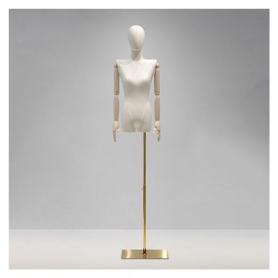 Female Dress Form Mannequin with Wooden Arms and Head, Adjustable 119.4–190.5 cm
