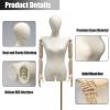 Female Dress Form Mannequin with Wooden Arms and Head, Adjustable 119.4–190.5 cm view 3