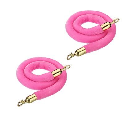 LQSYBHD 2-Piece Pink Velvet Rope with Hooks, 3.3 ft