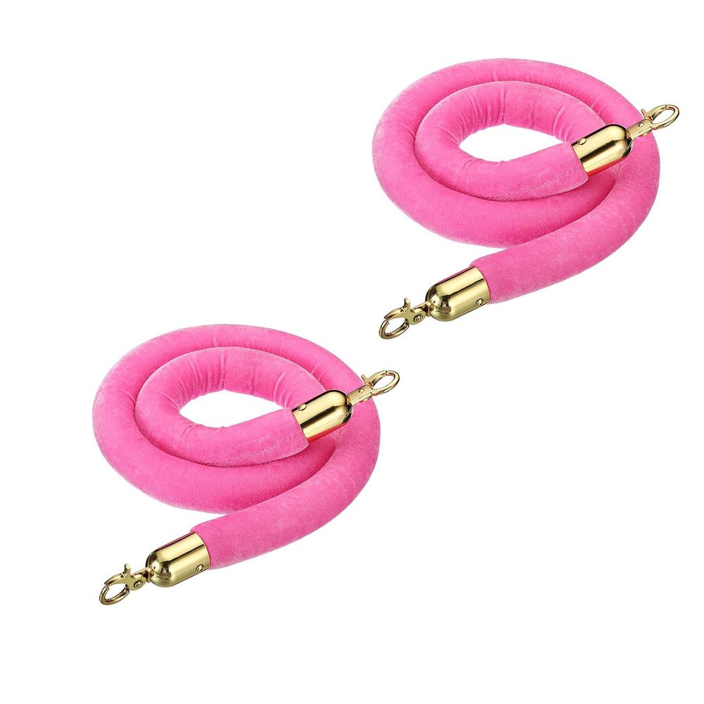 LQSYBHD 2-Piece Pink Velvet Rope with Hooks, 3.3 ft