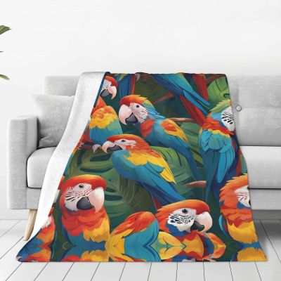 Tropical Parrot Fleece Microfiber Blanket, 60 x 50 in, Super-Soft Multipurpose Blanket for Bed, Sofa, Camping, Coolers, or Travel