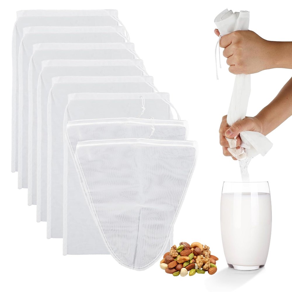 WRENYZK Nut Milk Bags, 8 Pack Reusable Strainer