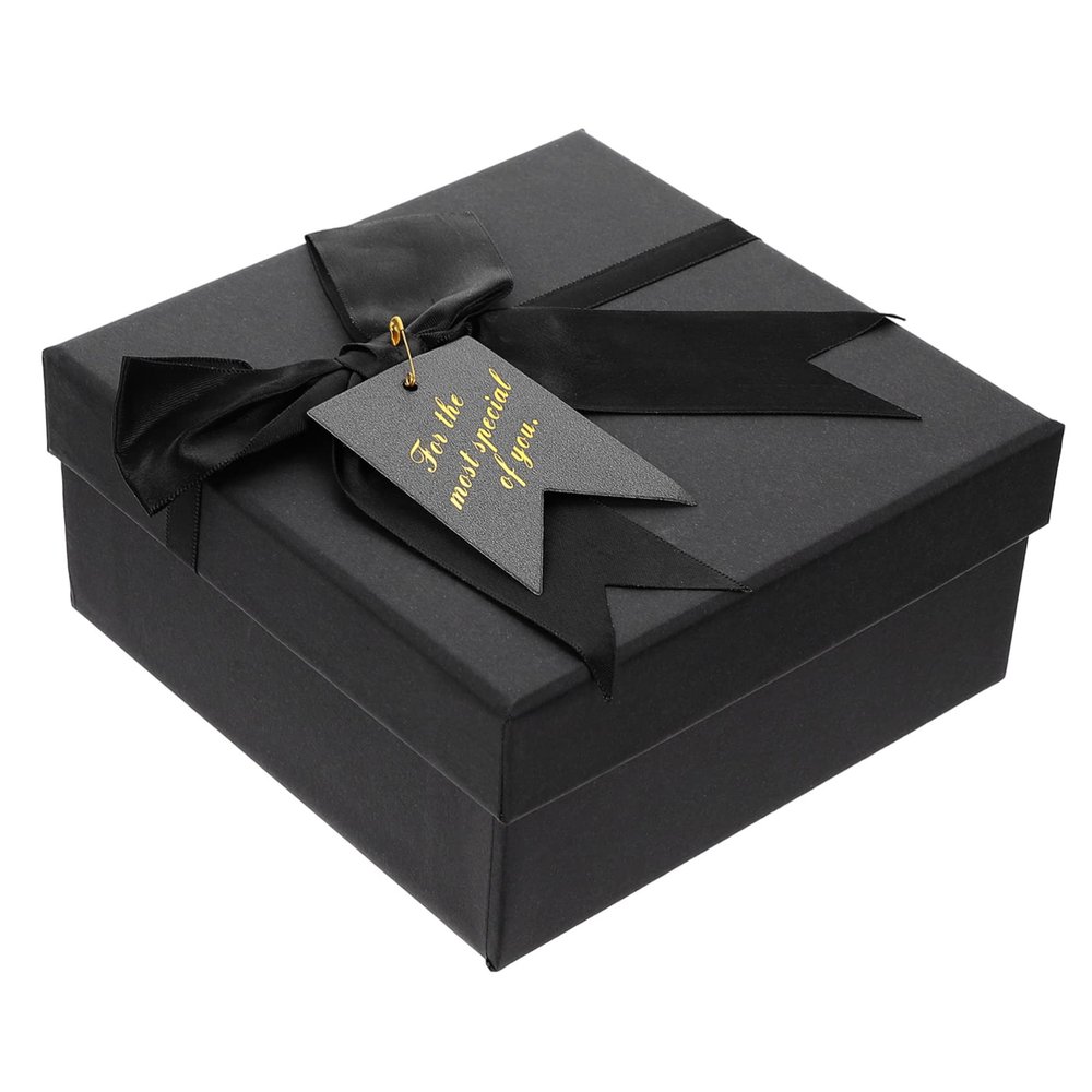 GRIRIW Black V-Shape Gift Box with Bow and Lid for Weddings and Parties