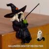 Fishing Witch Statue, 5-Inch Gothic Resin Figurine, Pumpkin view 4