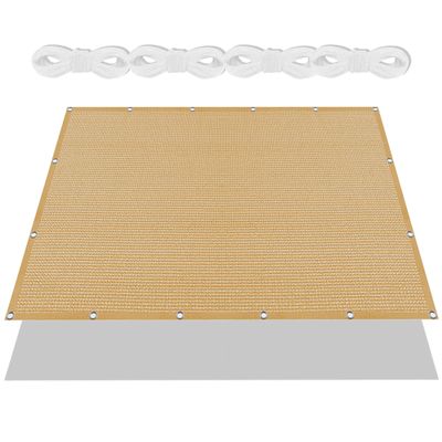 Breathable Sun Shade Sail 240 x 640 cm, Rectangular, 98% UV Protection, Sand Yellow