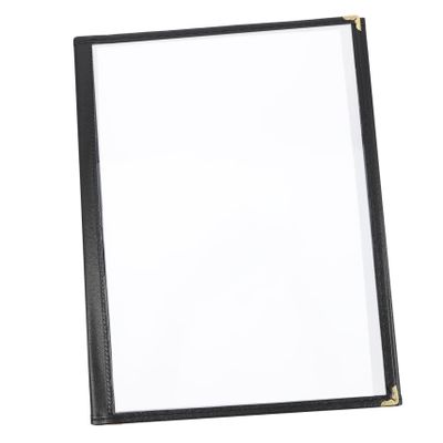 Warmhm A4 Black Foldable PVC Menu Folder with Durable PU Cover