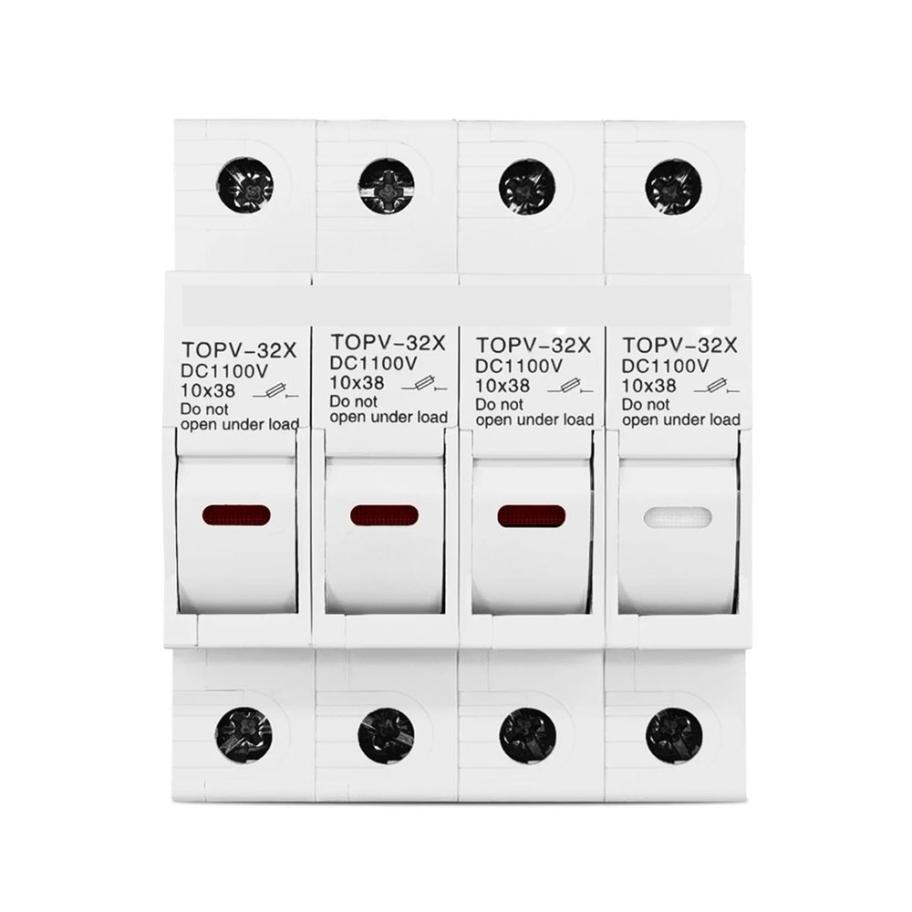 BYLSAGWHT 1-Piece 4-Pole 1100V DC Fuse Holder with LED, 10 × 38 mm, TOPV-32X