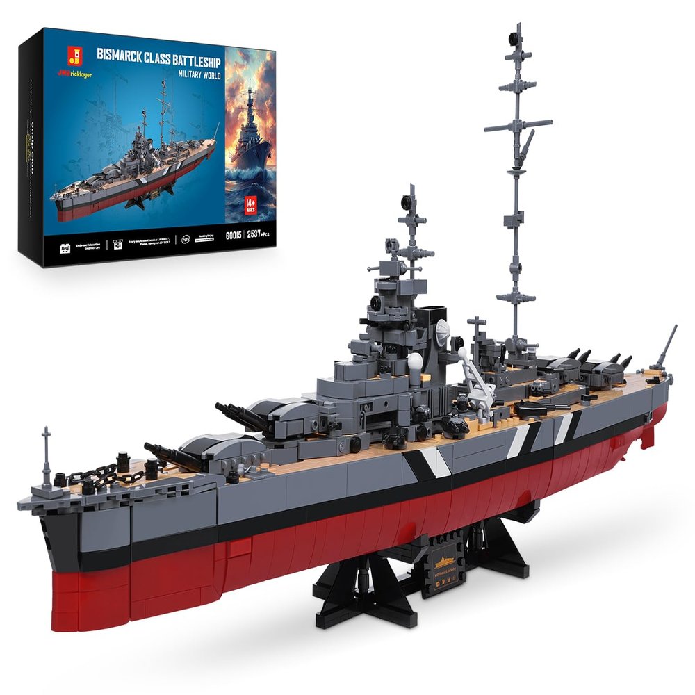JMBricklayer Bismarck Battleship Building Set, 1:300 Scale