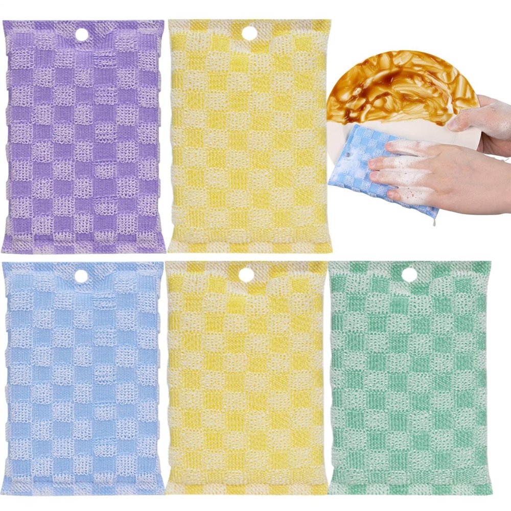 Non-Scratch Sponge Set - Dual-Sided Fiber Cleaning Cloths