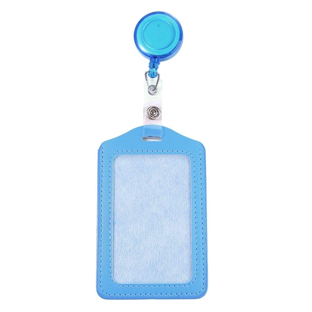 Vertical ID Badge Holder with Retractable Reel Clip, Sky Blue