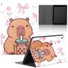 Tablet Case for Samsung Galaxy Tab A8 10.5-inch 2022/2021 SM-X200/X205, PU Leather Flip TPU Cover with Cute Capybara Pattern, Adjustable Stand, Milk Tea view 1