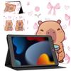 Tablet Case for Samsung Galaxy Tab A8 10.5-inch 2022/2021 SM-X200/X205, PU Leather Flip TPU Cover with Cute Capybara Pattern, Adjustable Stand, Milk Tea view 2